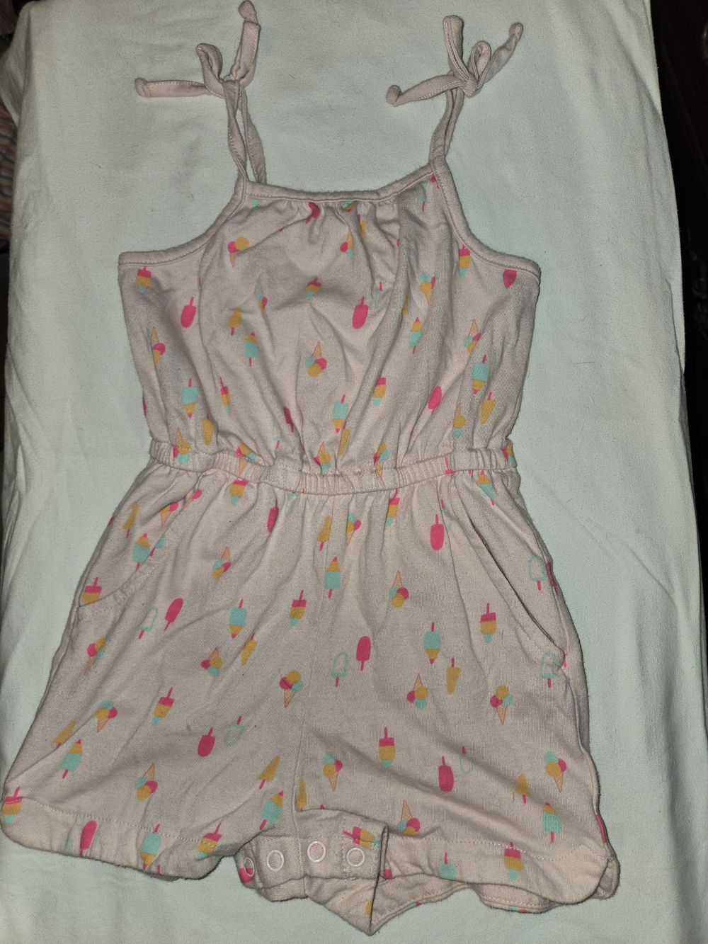 Cat & Jack Girls Pink Ice Cream Print Romper Sz 3T